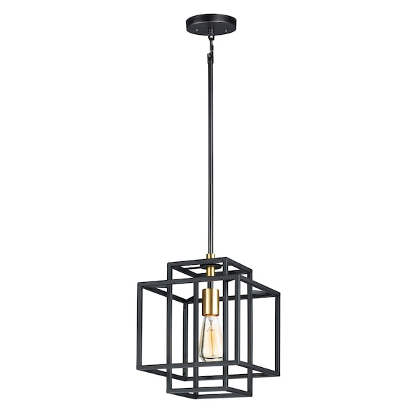 Maxim Lighting Liner 1-Light 9.75" Wide Black / Satin Brass Pendant Light 10246BKSBR - main